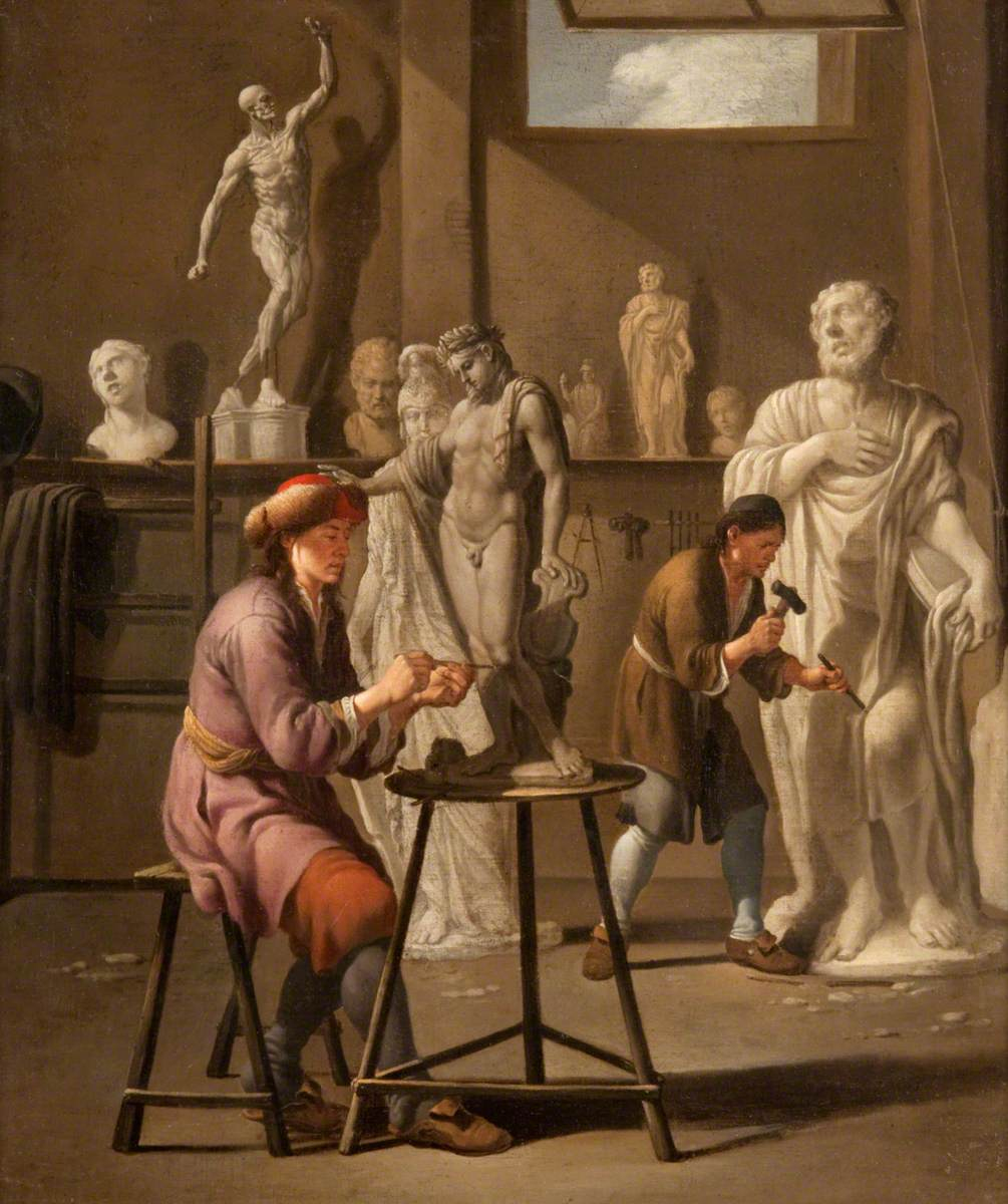 Painting of Sculptor in Studio