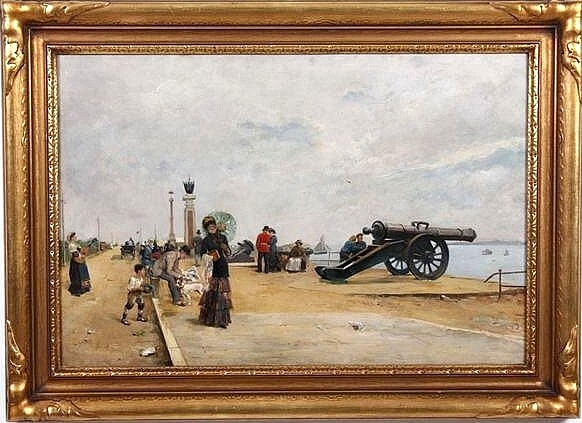 IMP 14 Impressionist 19th Century Loisirs parmi les dépouilles de la guerre 23 half x 32 inches