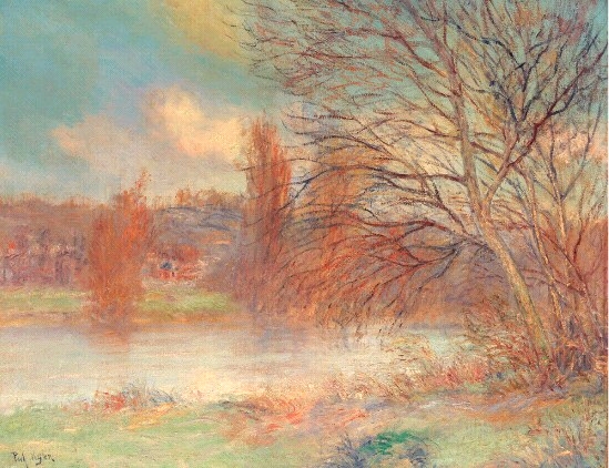 Impressionist Paul Vogler Paysage à la rivière 29 x 36 in