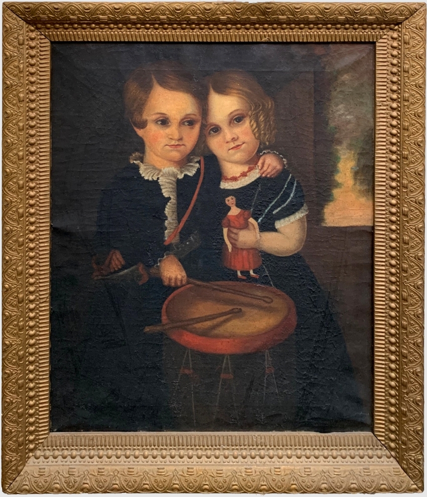 Boy & Girl Drum & Doll Painting 858 x 1000