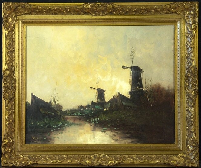 Dutch Landscape with Windmills